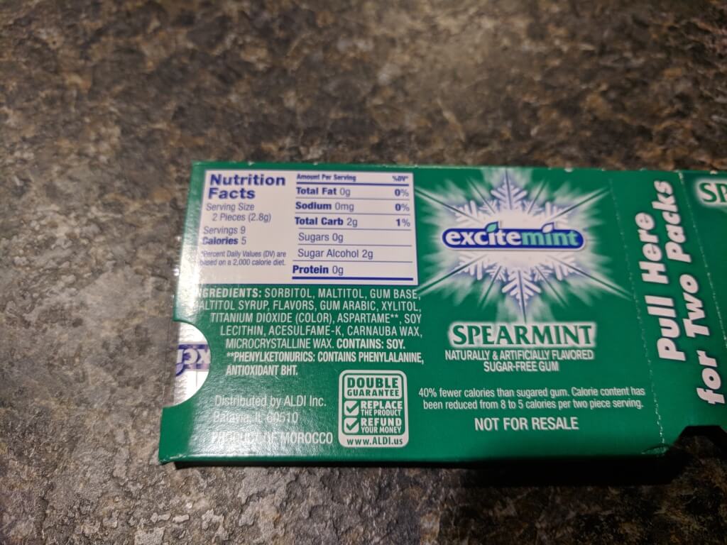 Aldi Excitemint Spearmint Gum The Off Brand Critic